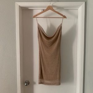 Gold mesh dress open back size S